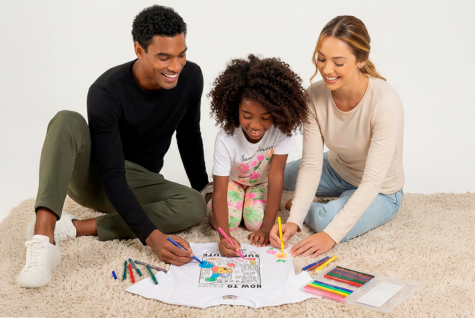 Estimule a imaginação no Dia da Arte com camisetas infantis que as crianças podem colorir